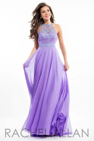 Rachel Allan 7239 Lilac Chiffon Halter Dress