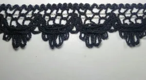 1" Cluny Lace Trimming Color: Black - Put-Up: 15 Continuous Yards