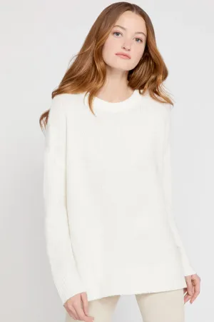 Alice   Olivia - Denise Pullover w Side Slits Soft White