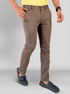 Antique Brown Self Textured Super Slim Fit Chinos | Greenfibre