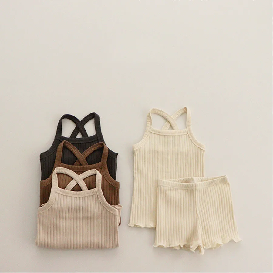 Baby Girls Ribbed Cotton Earthy Summer Set