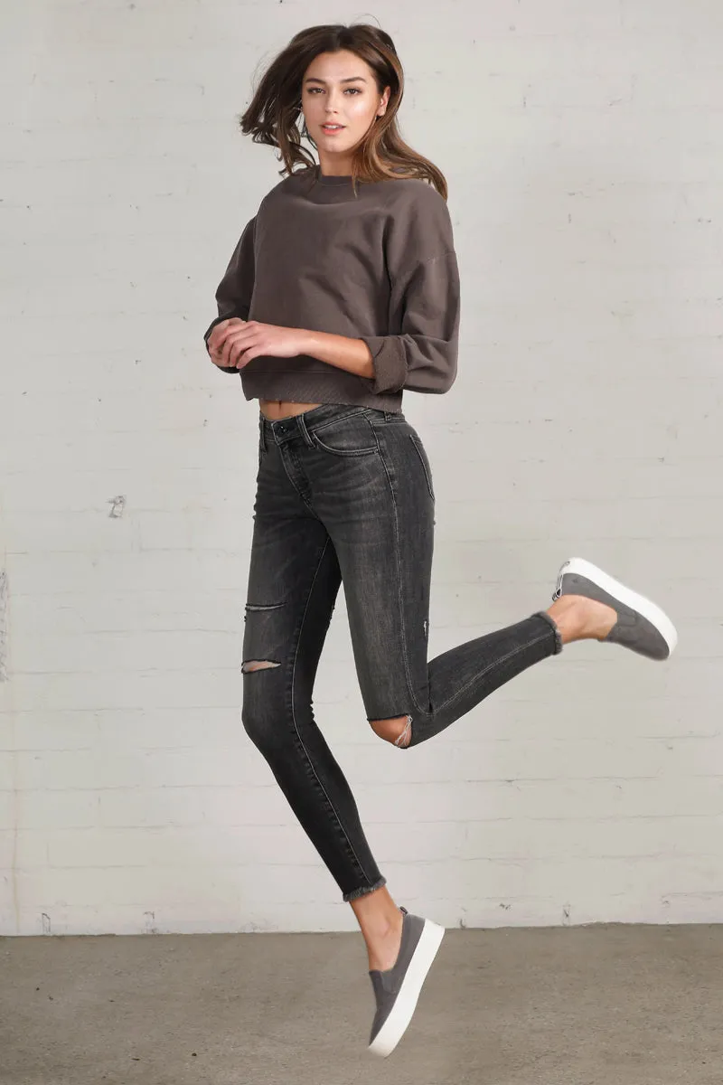 Back Street Mid Rise Ankle Black Skinny Jeans