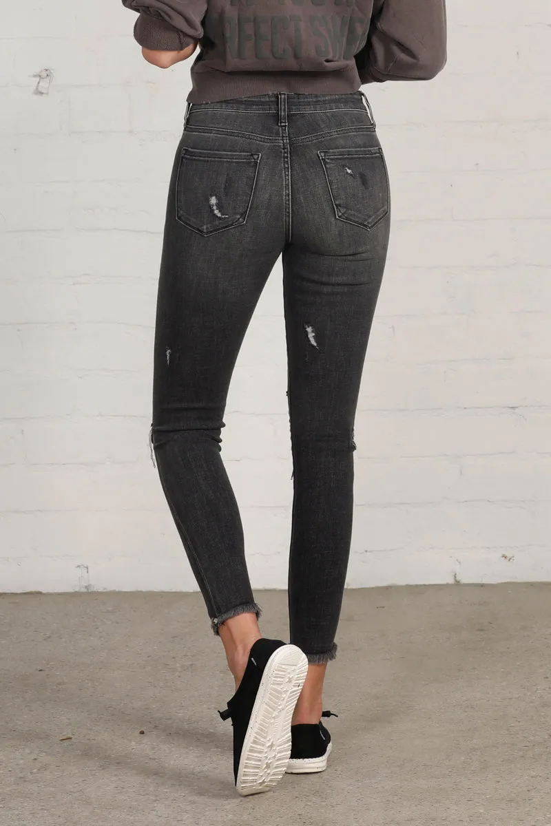 Back Street Mid Rise Ankle Black Skinny Jeans