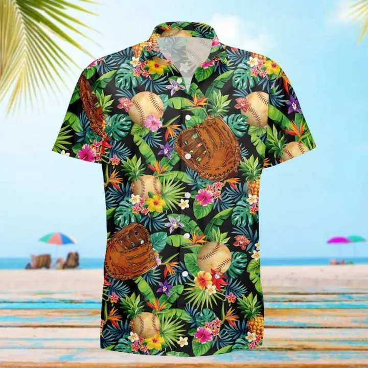 Baseball Flower Hawaiian Shirt, Game Day Hawaiian Shirt, Gift For Baseball Lovers, Beach Party