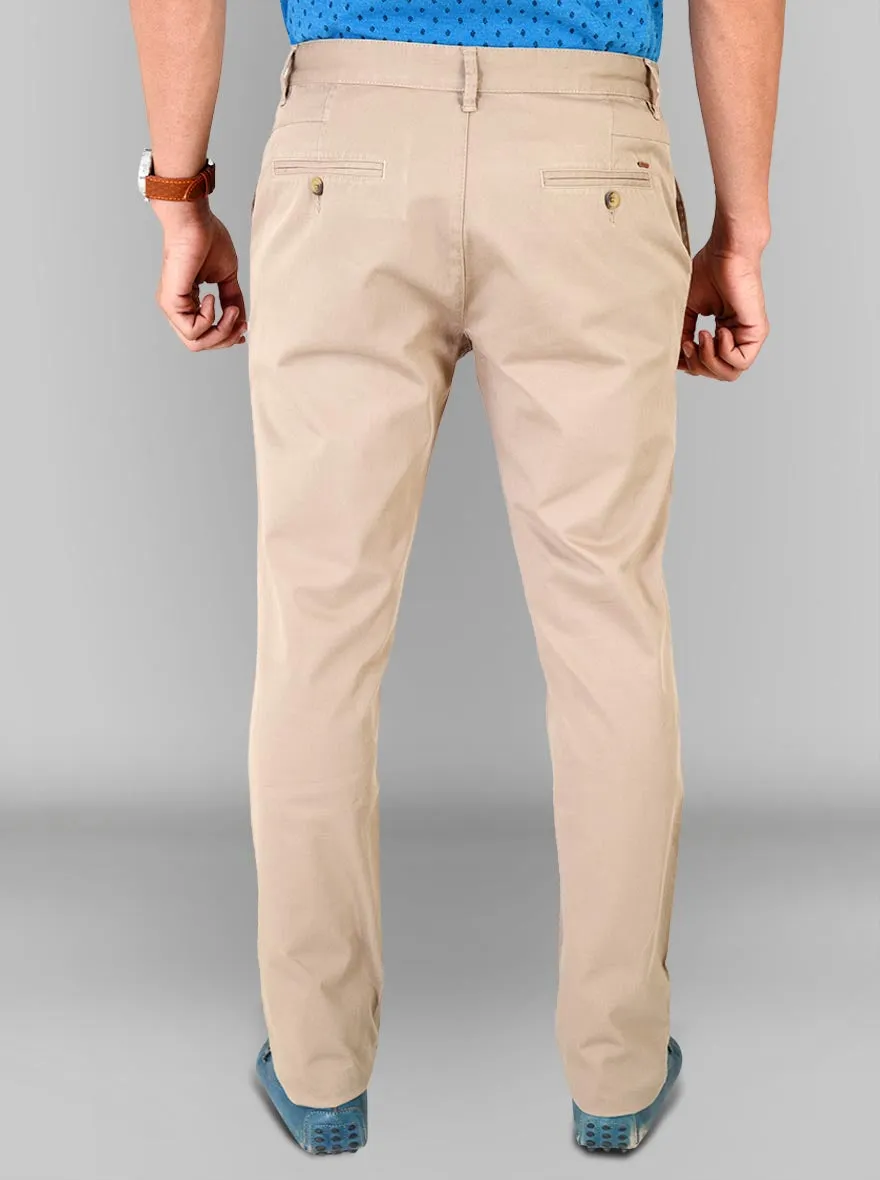 Beige Self Textured Super Slim Fit Chinos | Greenfibre