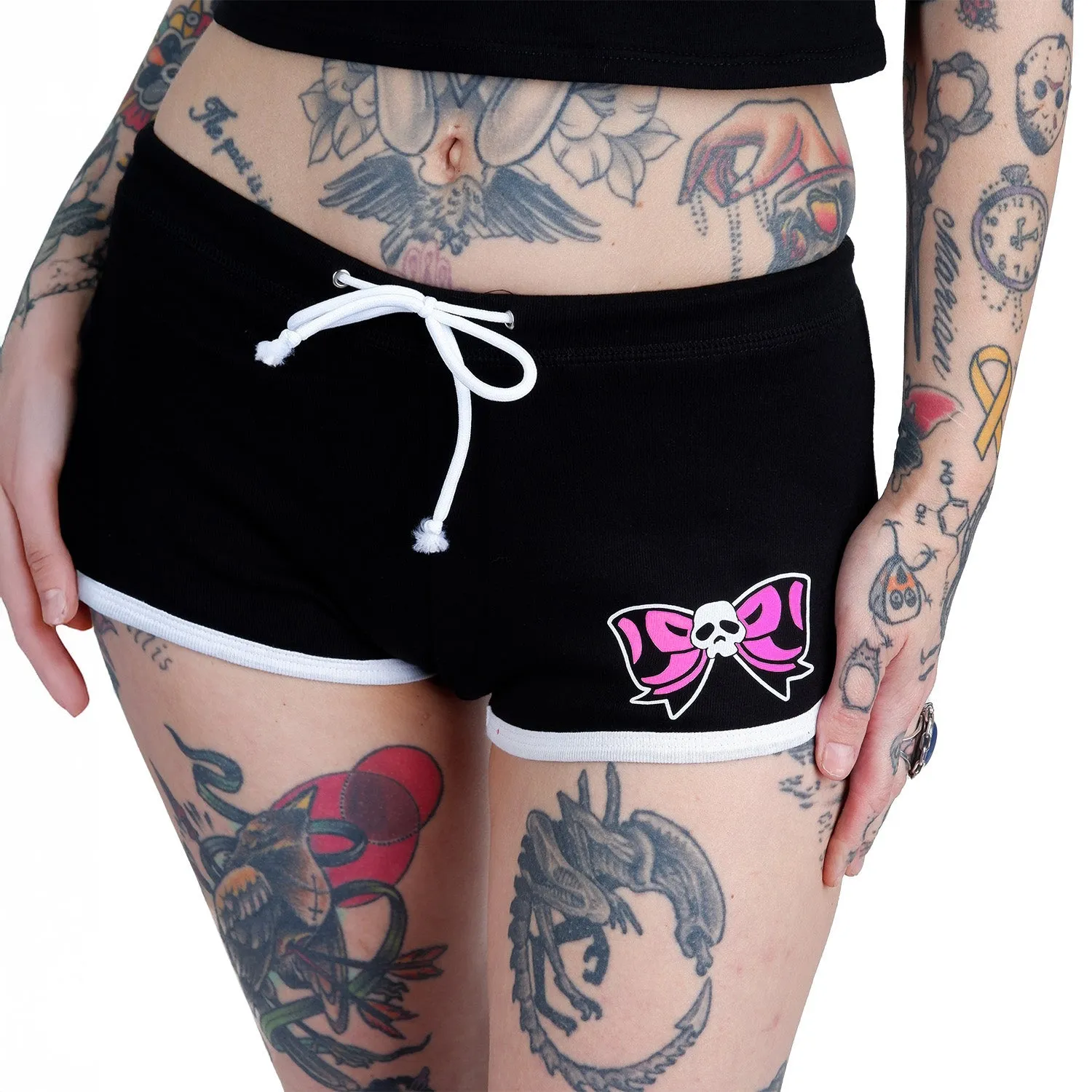 Bow Skull White Trim Short Shorts