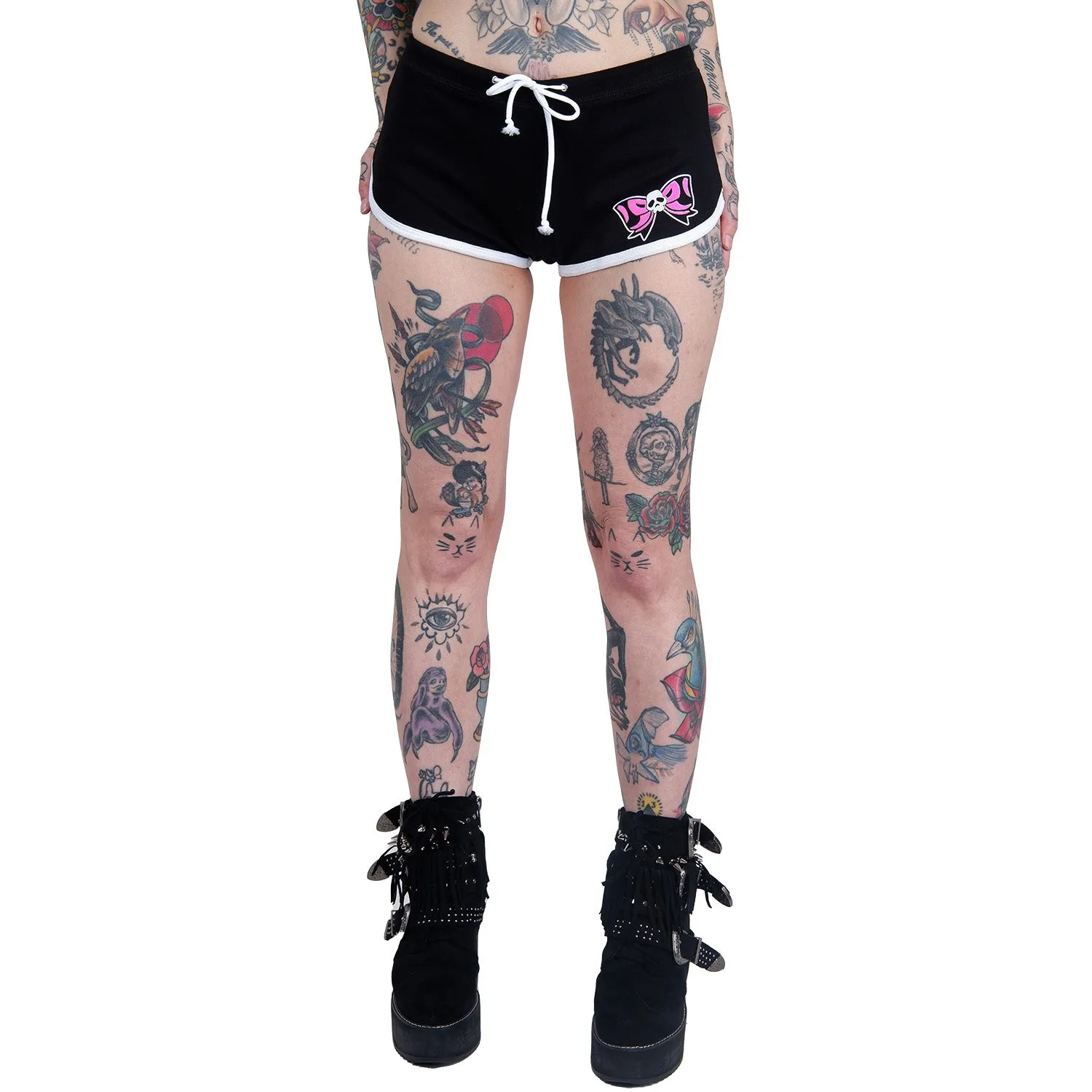 Bow Skull White Trim Short Shorts