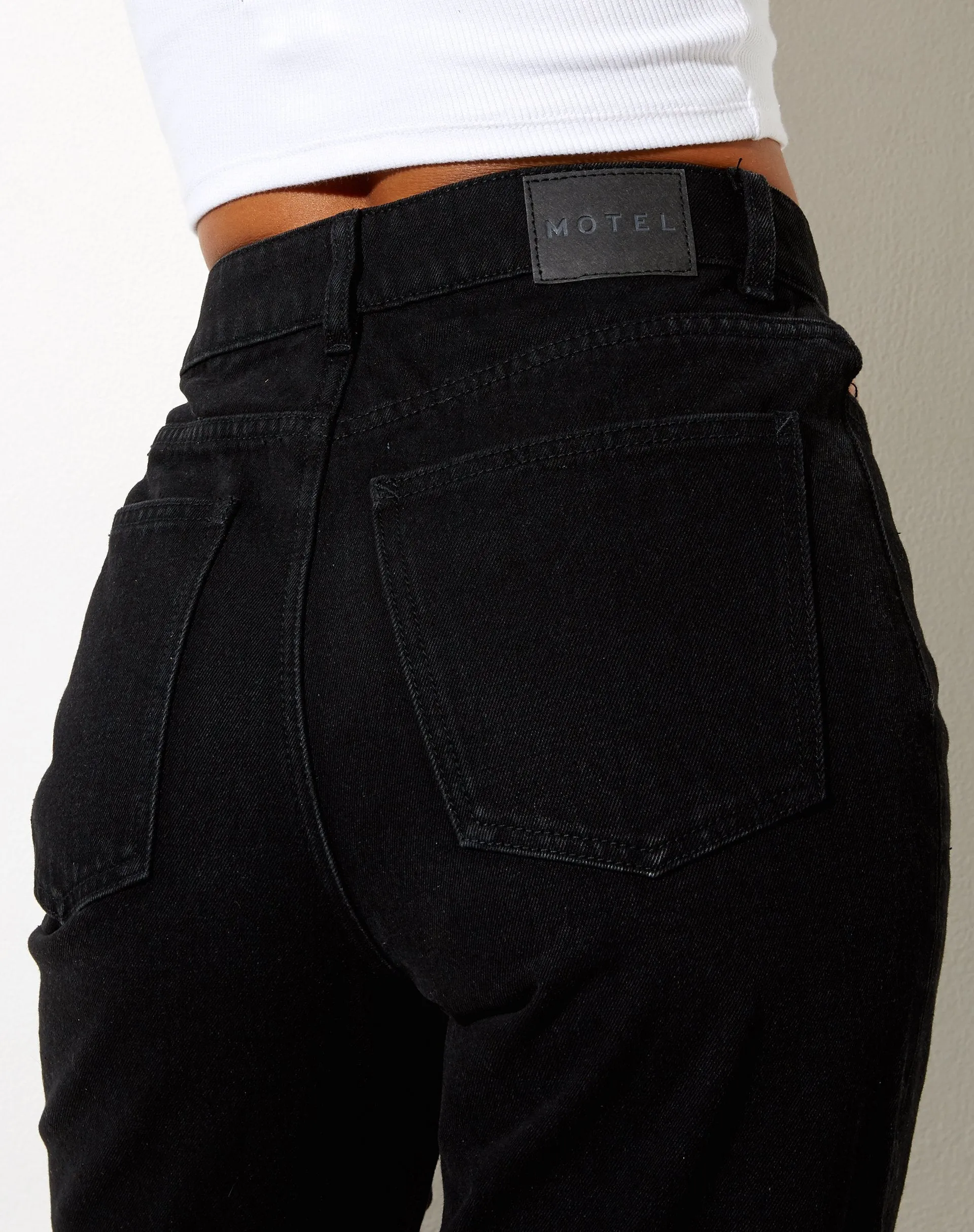 Cut Out Straight Leg Jeans in Black Wash