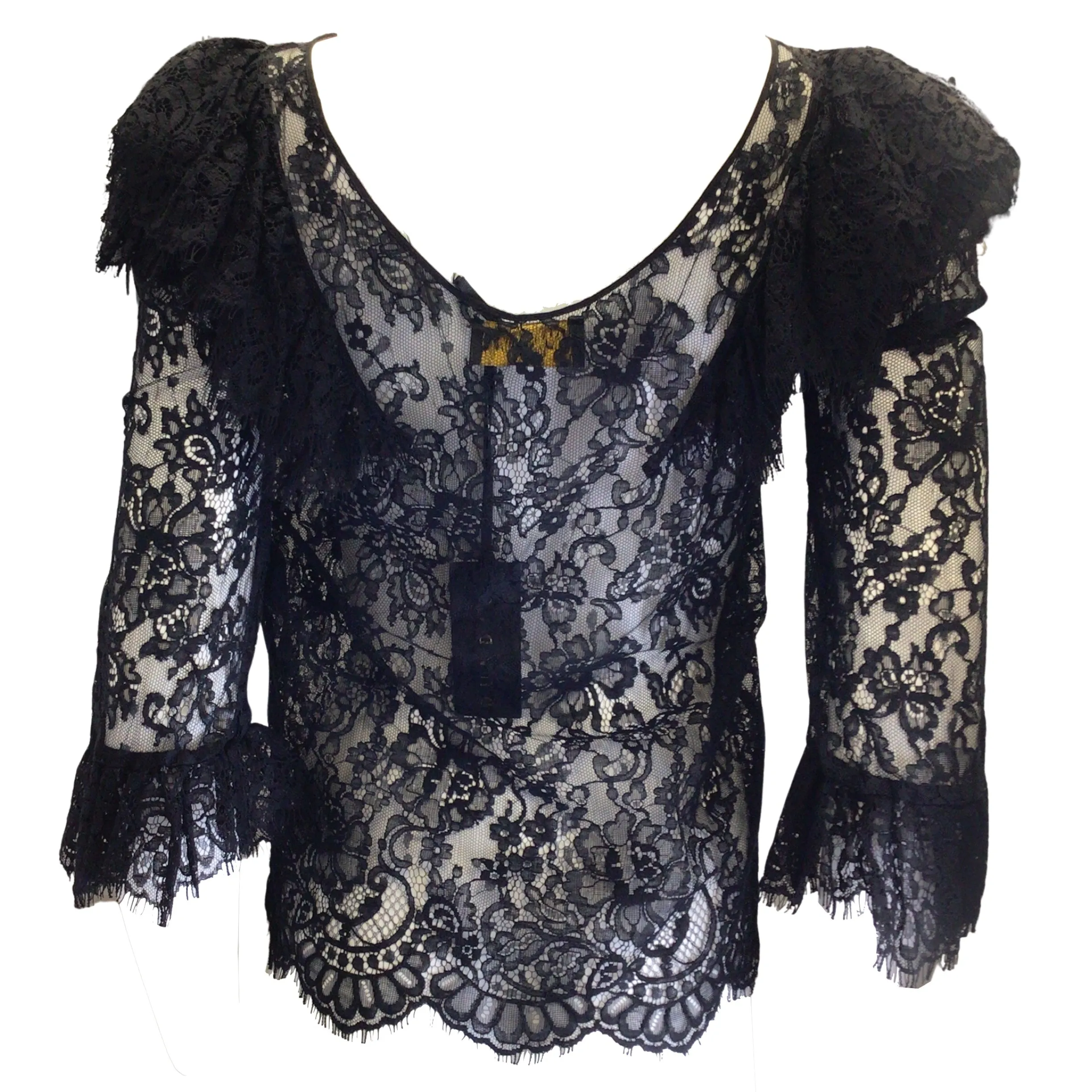 Dundas Black Long Sleeved Lace Blouse