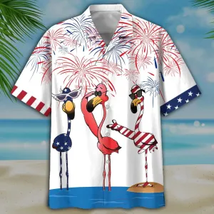 Flamingo Hawaiian Shirt, Flowers Flamingo Aloha Shirt, Men's Hawaiian Shirt Button Down Short Sleeves