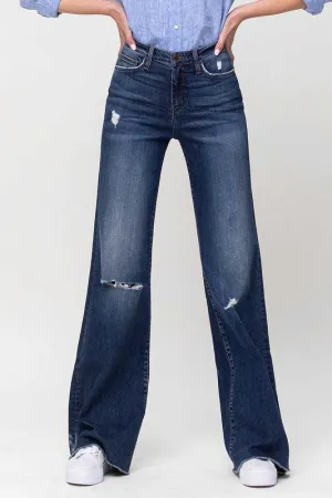 Flying Monkey High Rise Distressed Wide Leg Jeans