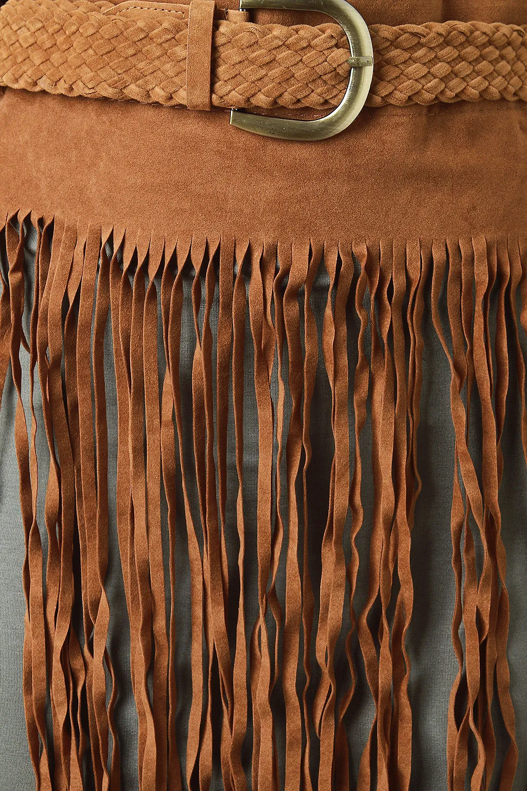 Fringe Faux Suede Skirt Belt