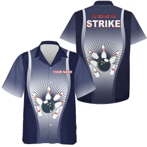 I'm Going on Strike Hawaiian Bowling Shirt for Men Women, Personalized Blue Bowlers Jersey