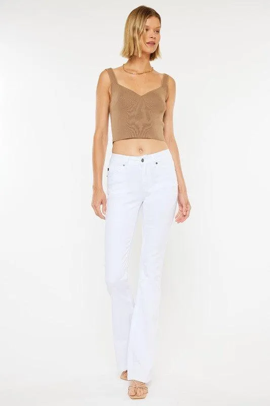 Kancan White Mid Rise Flare Jeans