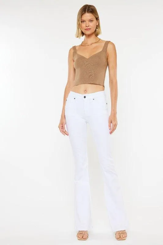 Kancan White Mid Rise Flare Jeans