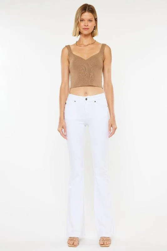 Kancan White Mid Rise Flare Jeans