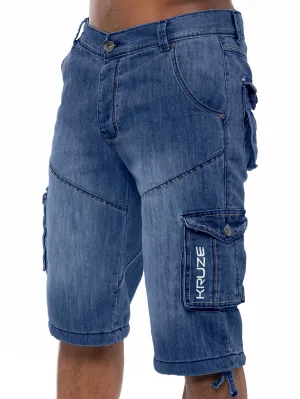 Kruze | Mens Cargo Denim Shorts