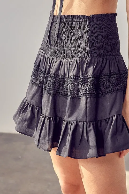 Lace Trim Detail Mini Skirt