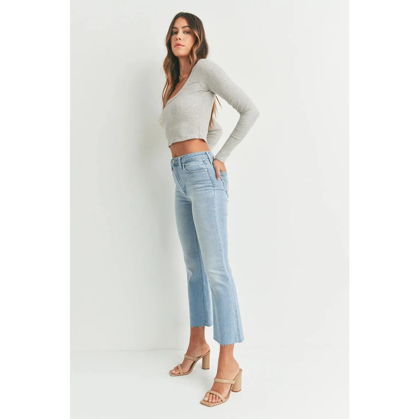 Light Blue Cropped Flare Jeans