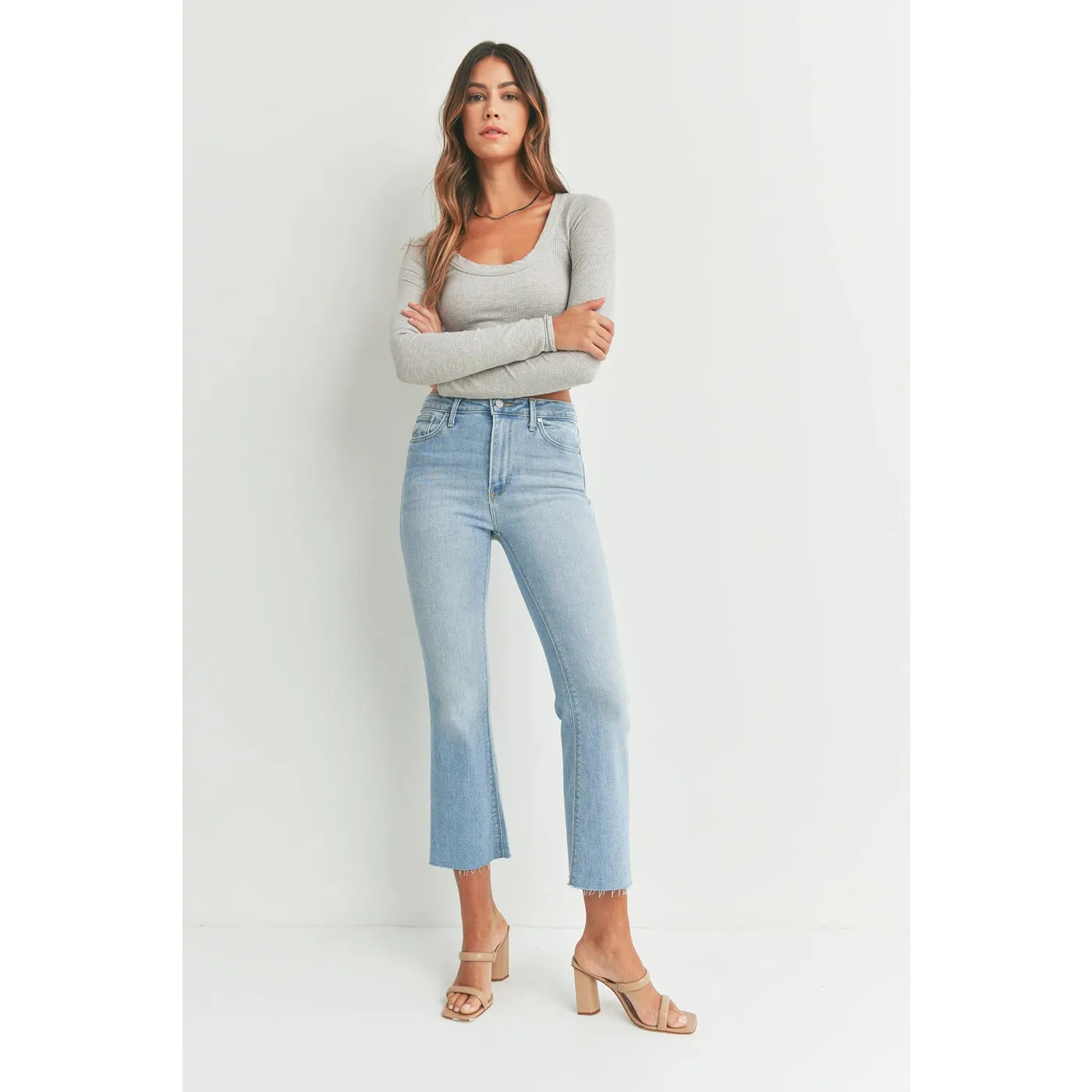 Light Blue Cropped Flare Jeans