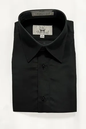 New Black Slim Fit Non-Pleated Laydown Collar Tuxedo Dress Shirt