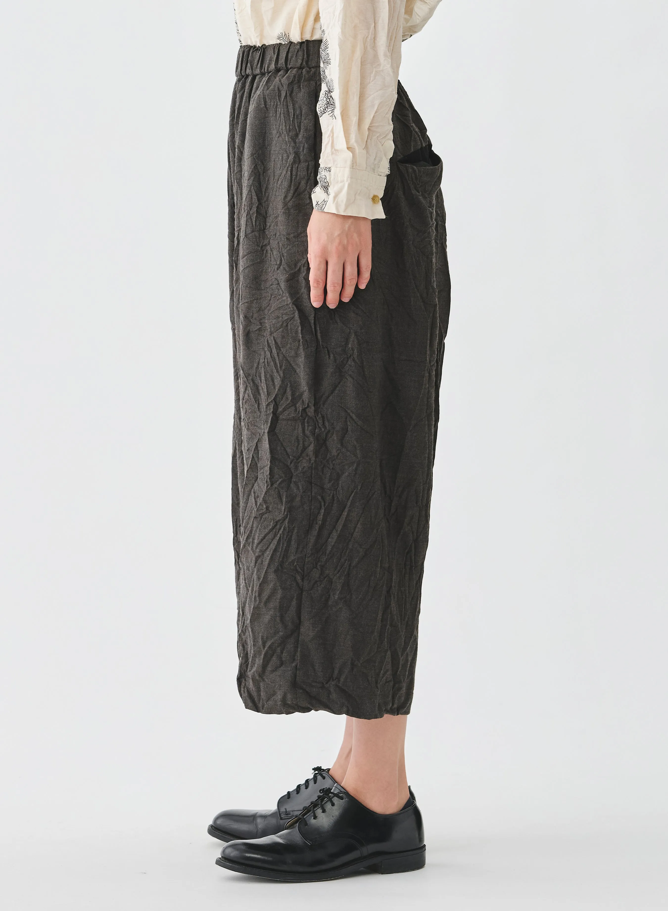 Pas De Calais - Light Twill Crinkle Drop Crotch Pants Brown