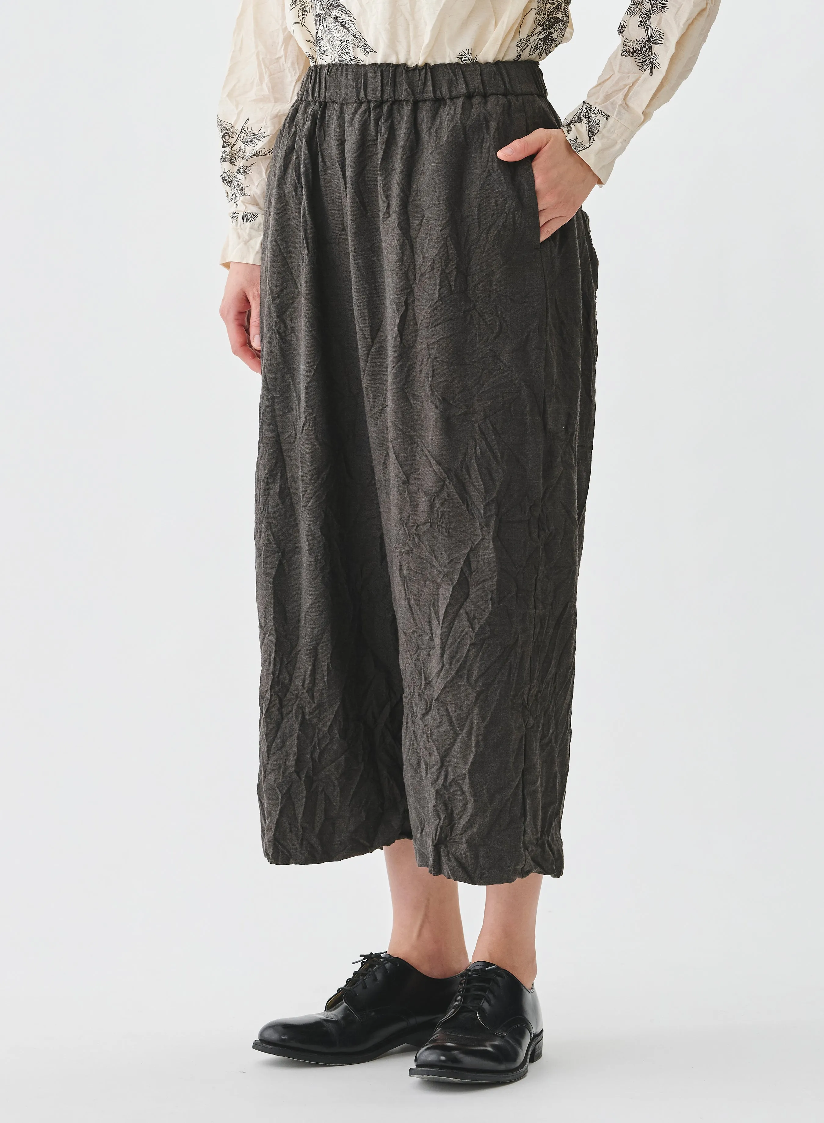 Pas De Calais - Light Twill Crinkle Drop Crotch Pants Brown