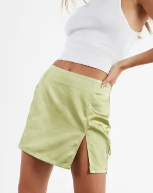 Pelma Mini Skirt in Satin Nile Green