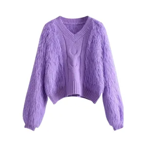 Pre Order:  Fuzzy Lantern Sleeves Knit Sweater