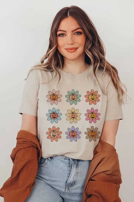 PUMKIN FLOWERS GRAPHIC TEE PLUS SIZE