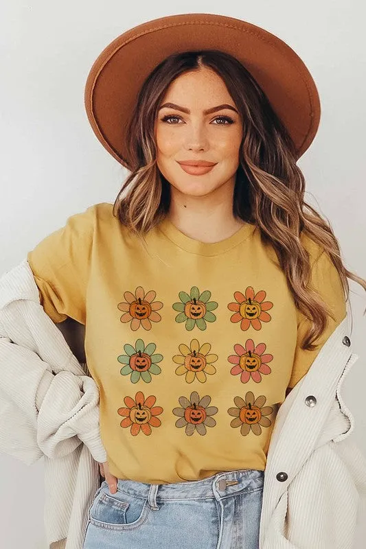 PUMKIN FLOWERS GRAPHIC TEE PLUS SIZE