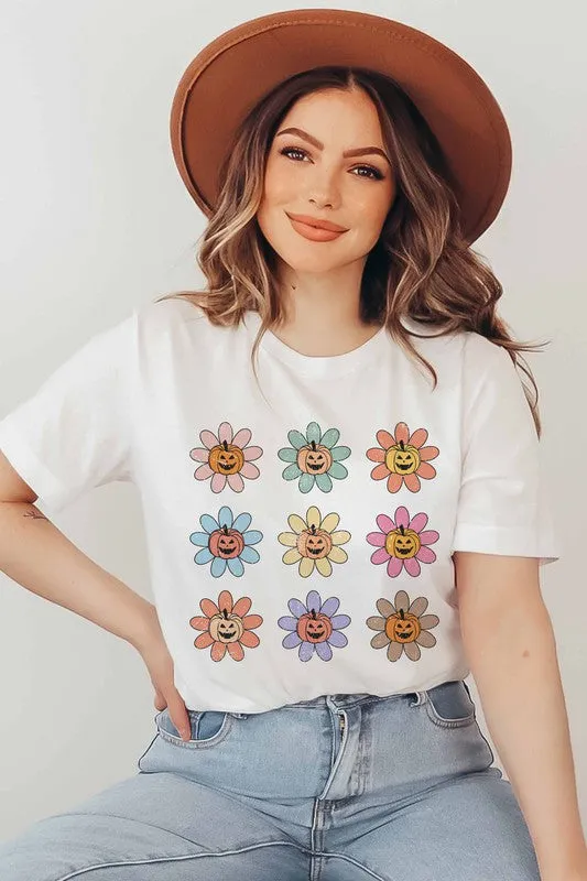 PUMKIN FLOWERS GRAPHIC TEE PLUS SIZE