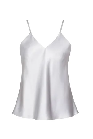 Silk Satin Top in Pale Grey Satin - Cami