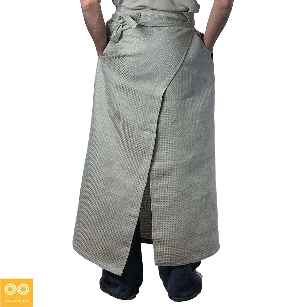 SKYE 100% Organic Linen Honeycomb Bistro Apron (Through Pocket)