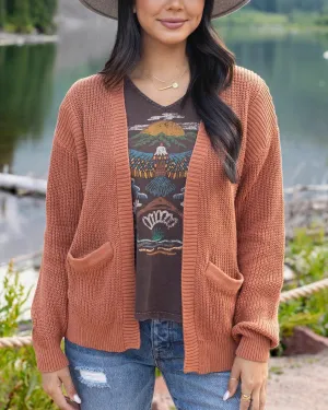 Slouchy Knit Pocket Cardigan In Baked Pumpkin by Grace & Lace (Ships in 1-2 Weeks)