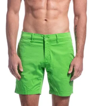 Solid Lime Green Cotton Shorts by EightX