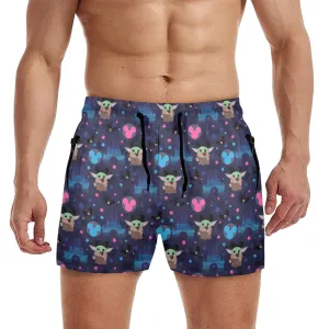 Star Wars Baby Yoda Castles Men's Quick Dry Athletic Shorts