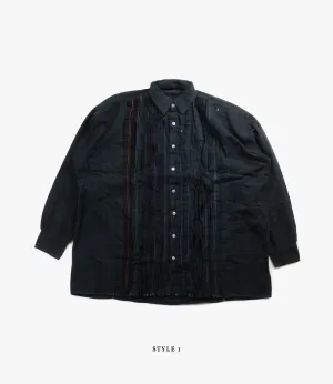 Wide Flannel Ribbon Shirt – Black Over Dye