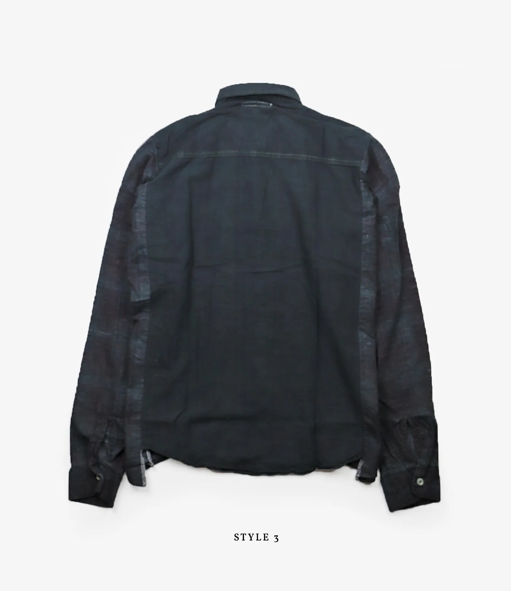 Wide Flannel Ribbon Shirt – Black Over Dye