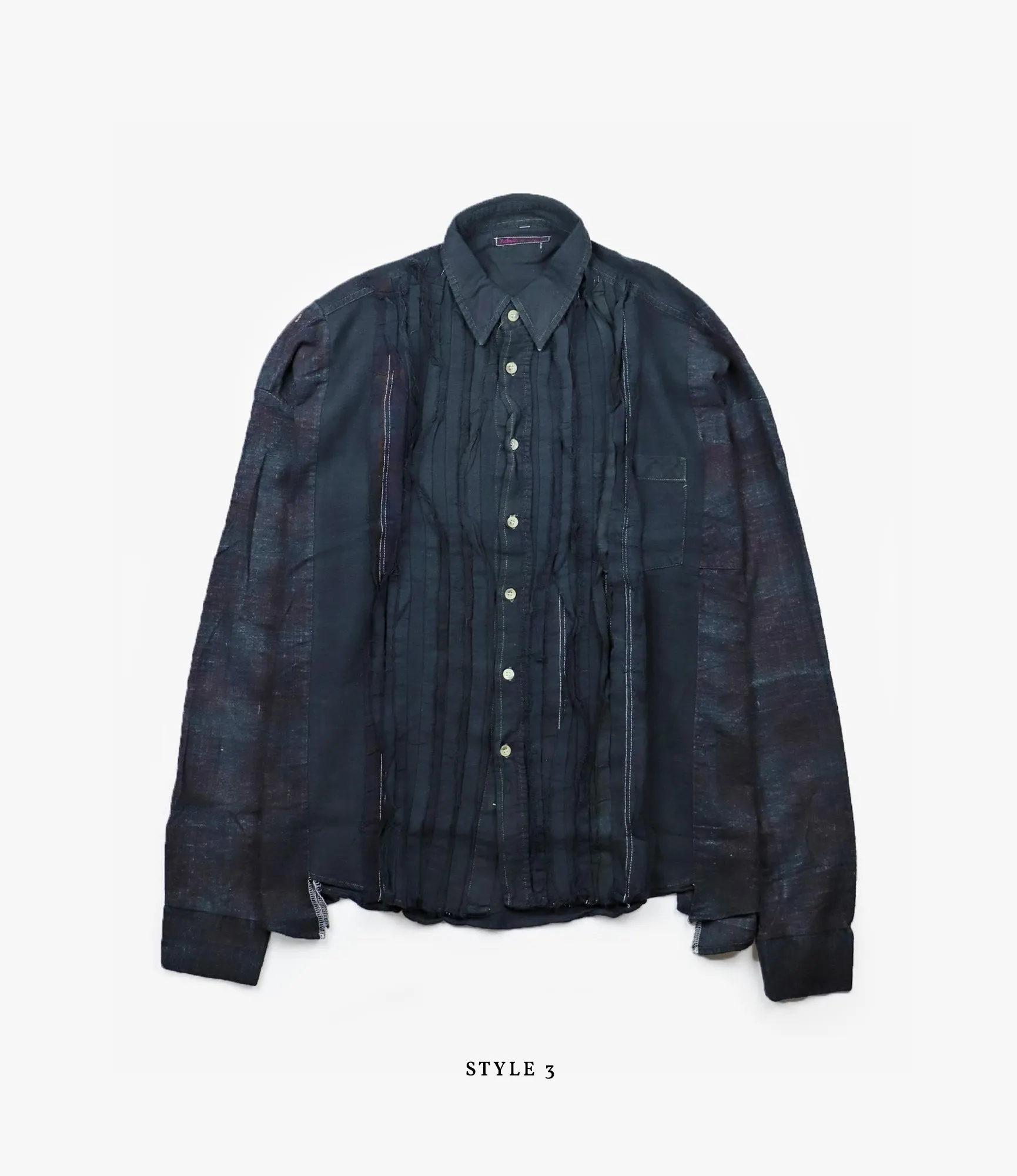 Wide Flannel Ribbon Shirt – Black Over Dye